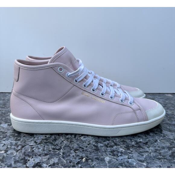 SAINT LAURENTWhite And Pink Sneakers For Men In Calf Leather EU 43/ US 10 - Picture 1 of 10